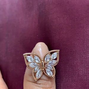 Rose gold tone butterfly ring